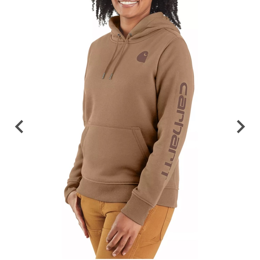 Carhartt Women’s Relaxed Fit Tan Hoodie with Logo